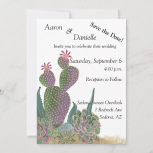 Carte de rappel de date de mariage Sedona Cactus F