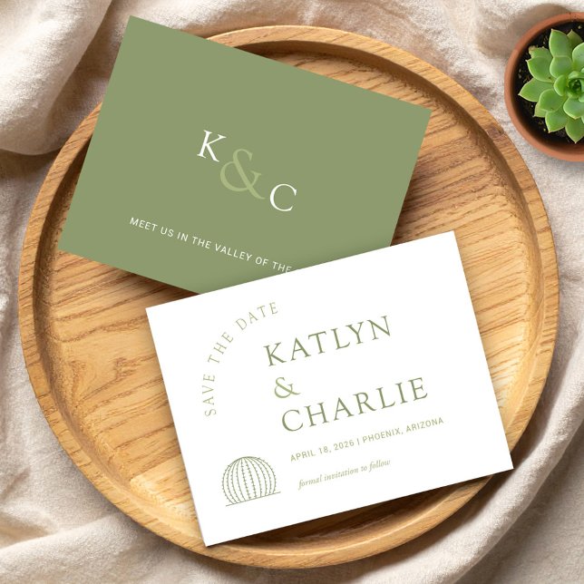 Carte de rappel de date moderne sud-ouest cactus (Modern Southwestern Cactus Save The Date Card)