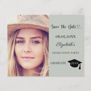 Carte de rappel de graduation moderne vert sauge