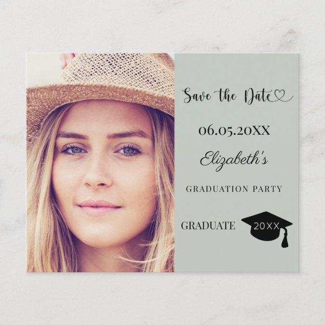 Carte de rappel de graduation moderne vert sauge (Devant)