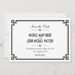 Carte de rappel de mariage à cadre rétro blanc Art