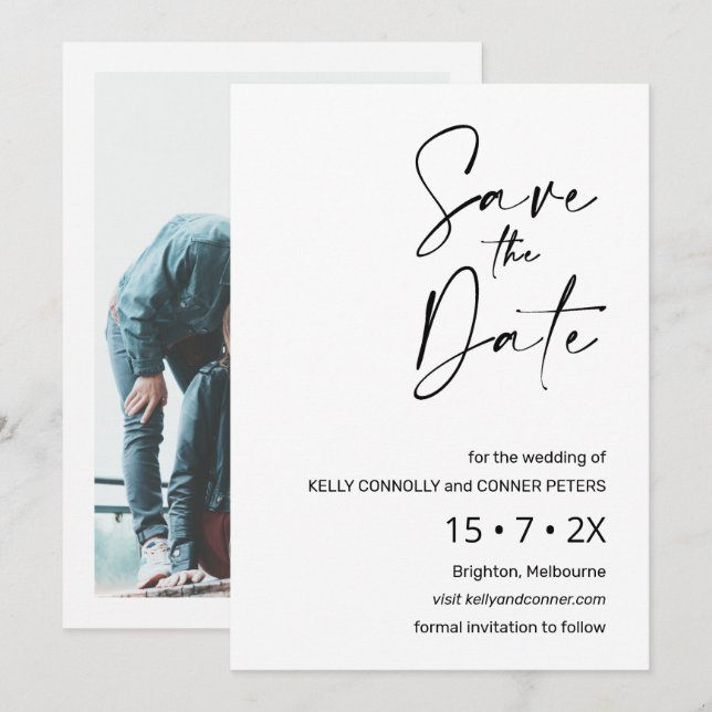Carte de rappel de mariage à calligraphie minimali (Devant / Derrière)