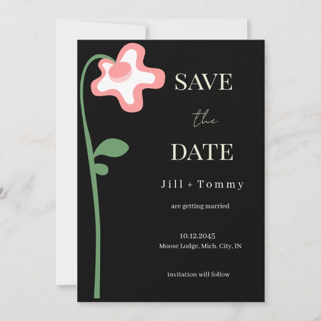 Carte de rappel de mariage à fleur unique sombre (Devant)