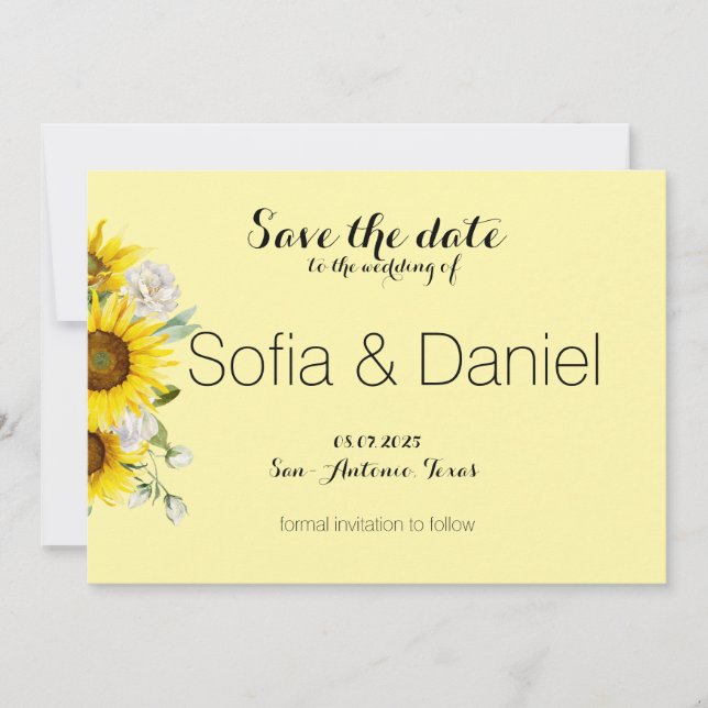 Carte de rappel de mariage à la rose tournesol (Devant)