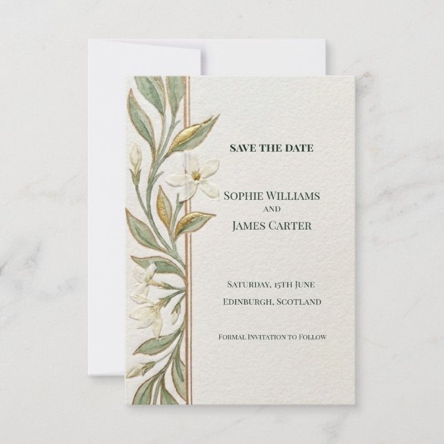 Carte de rappel de mariage à la verdure florale bl (Devant)