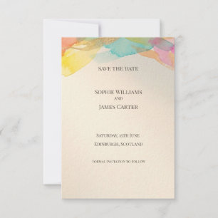 Carte de rappel de mariage à l'aquarelle arc-en-ci