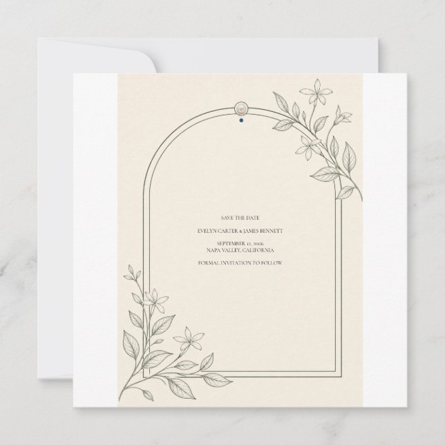 Carte de rappel de mariage à motif botanique moder (Devant)