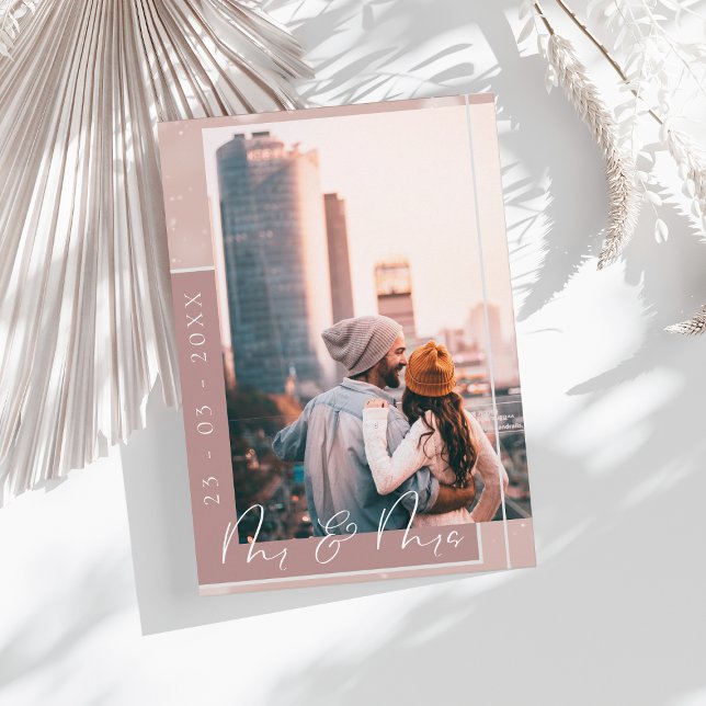 Carte de rappel de mariage à photo et écriture ros (Créateur téléchargé)