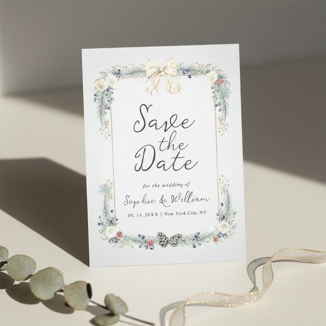 Carte de rappel de mariage à thème floral hivernal (Créateur téléchargé)