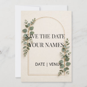 Carte de rappel de mariage arche or sage