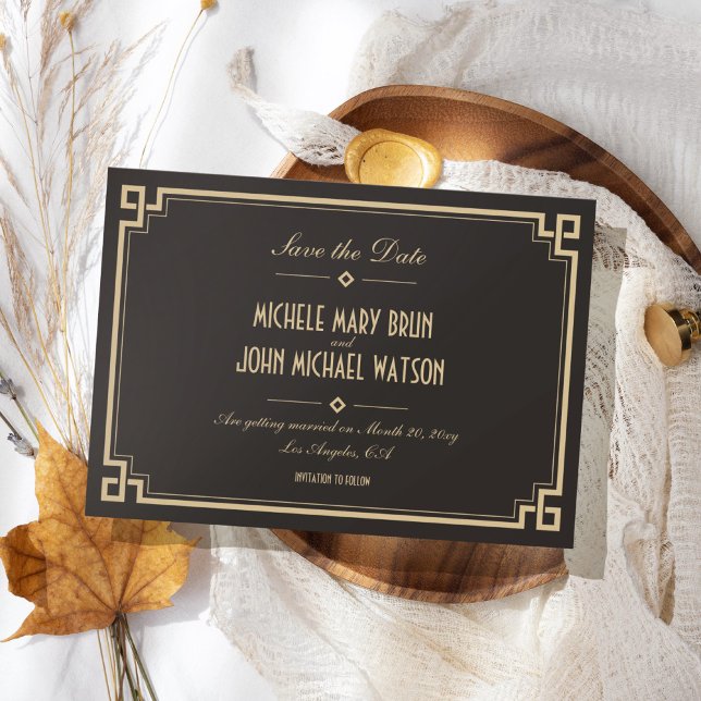 Carte de rappel de mariage Art Déco Cadre Rétro (Créateur téléchargé)