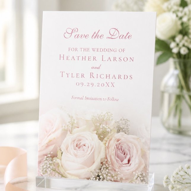 Carte de rappel de mariage aux roses (Créateur téléchargé)