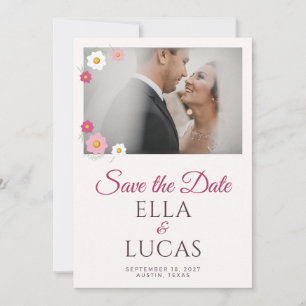 Carte de rappel de mariage avec photo florale de C