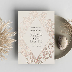 Carte de rappel de mariage Bisque   Diamant Floral
