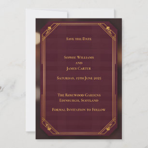 Carte de rappel de mariage Bourgogne Or Riche D