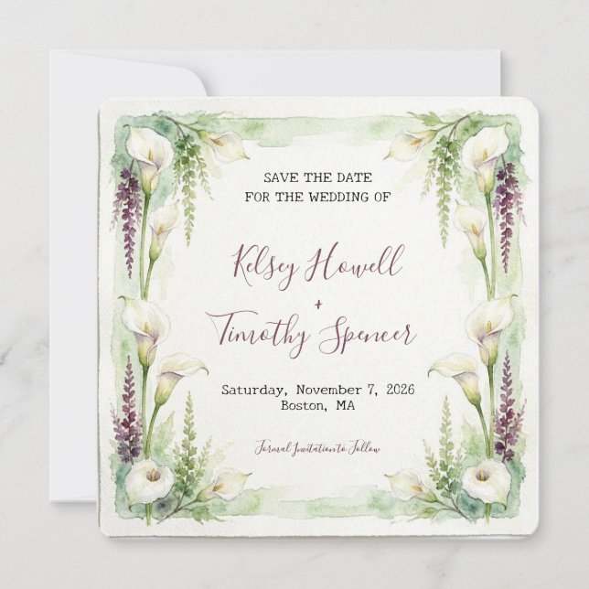 Carte de rappel de mariage Cascading Calla (Devant)