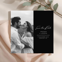 Carte de rappel de mariage chic et plate en noir |