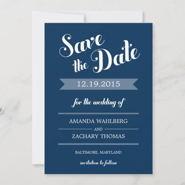 Carte de rappel de mariage élégante Save The Date (Devant)