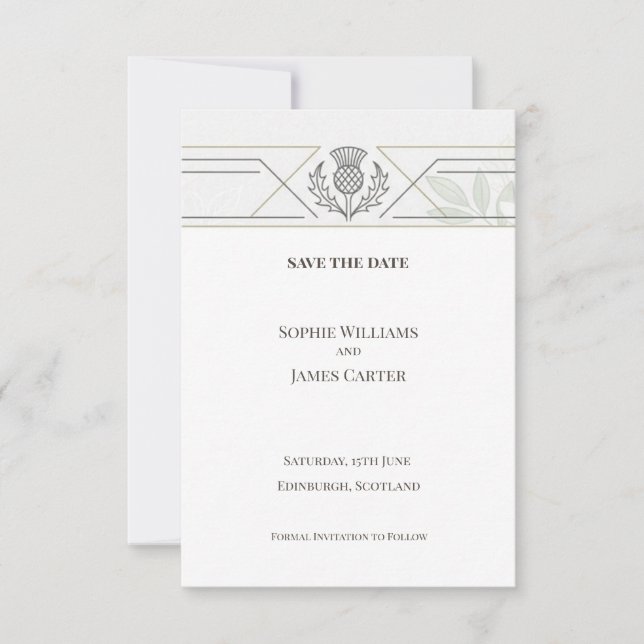 Carte de rappel de mariage en argent avec chardon  (Devant)