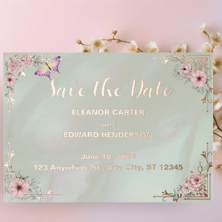 Carte de rappel de mariage en feuille d'aluminium 
