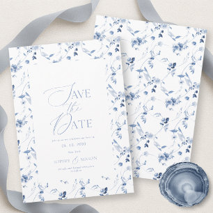 Carte de rappel de mariage en fine art florale ble