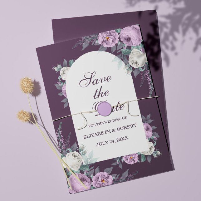 Carte de rappel de mariage Fleurs de Pivoines Viol (Créateur téléchargé)