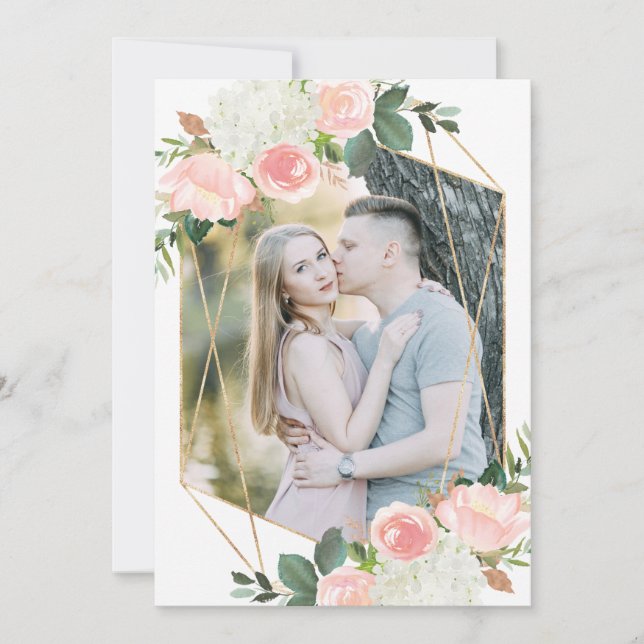 Carte de rappel de mariage florale printemps rose  (Devant)