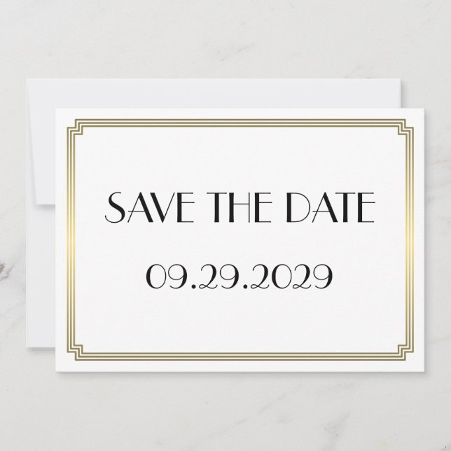 Carte de rappel de mariage Gatsby Art Déco Or (Devant)