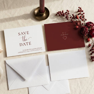Carte de rappel de mariage minimaliste bordeaux