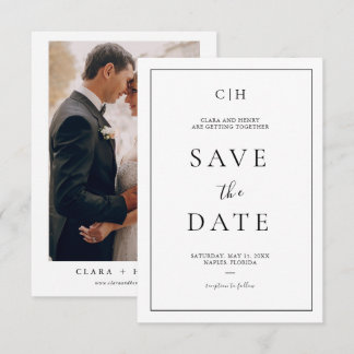 Carte de rappel de mariage minimaliste noir et bla