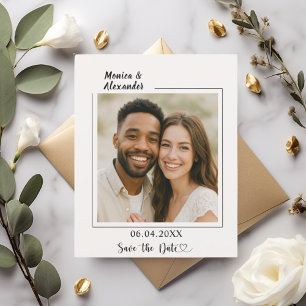 Carte de rappel de mariage moderne en ivoire avec