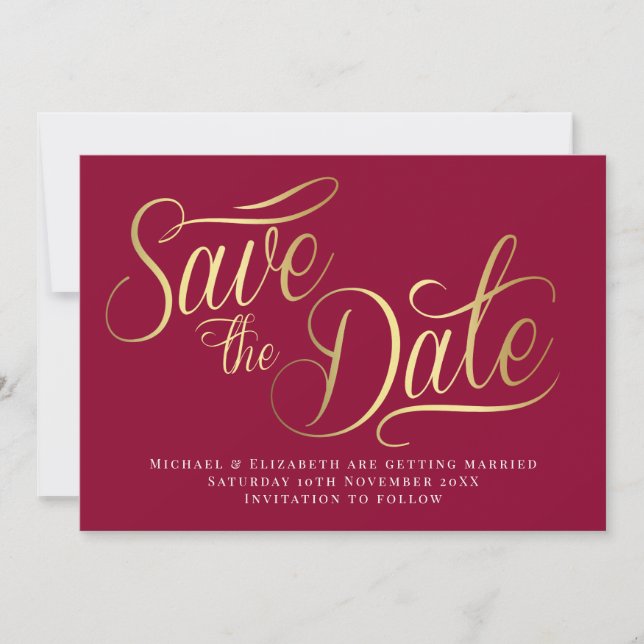 Carte de rappel de mariage moderne typographie dor (Devant)