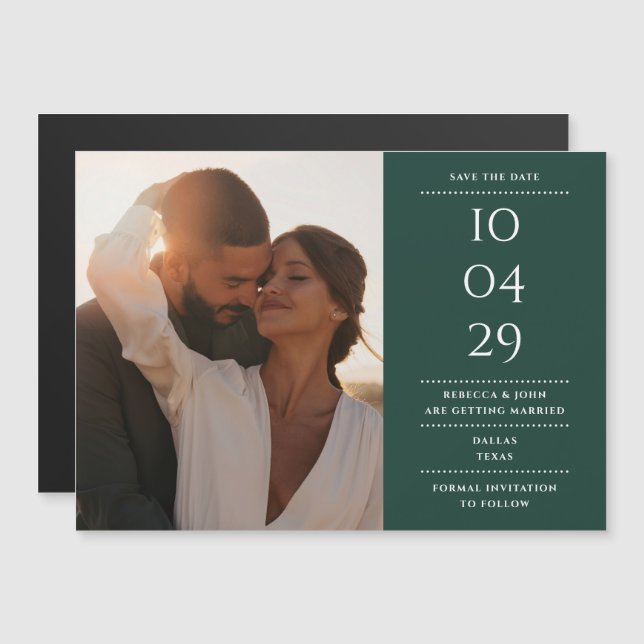Carte de rappel de mariage moderne vert émeraude a (Devant / Derrière)