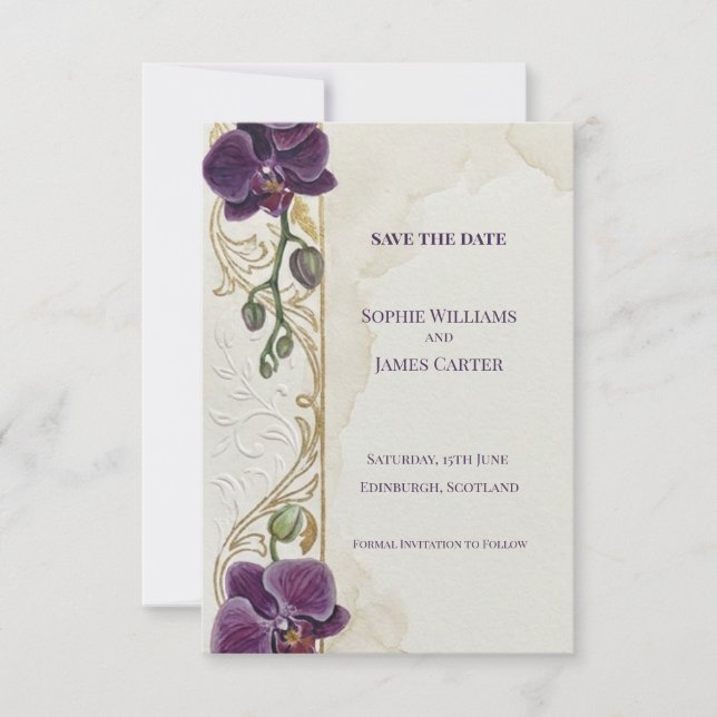 Carte de rappel de mariage Orchidée Violette (Devant)