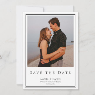 Carte de rappel de mariage photo noir et blanc cla