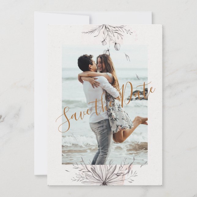 Carte de rappel de mariage photo pêche rose (Devant)