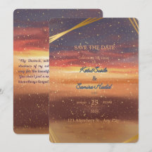 Carte de rappel de mariage sur la plage au coucher