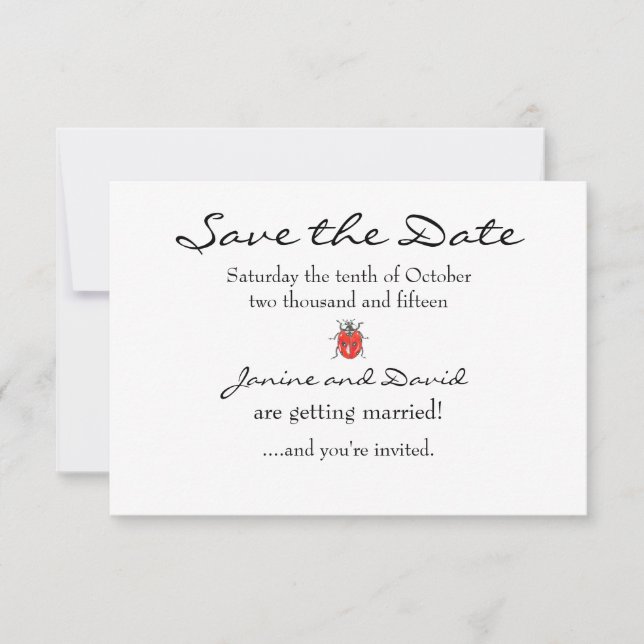 Carte de rappel de mariage Tiny Ladybird/Ladybug (Devant)