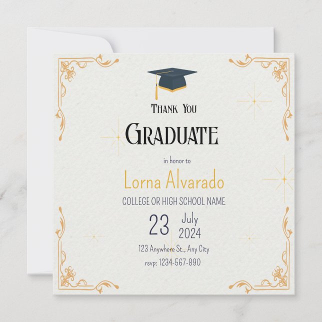 Carte de rappel de remise de diplôme blanche (Devant)
