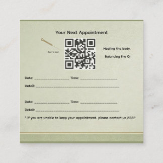Carte de rappel de rendez-vous d'acupuncture