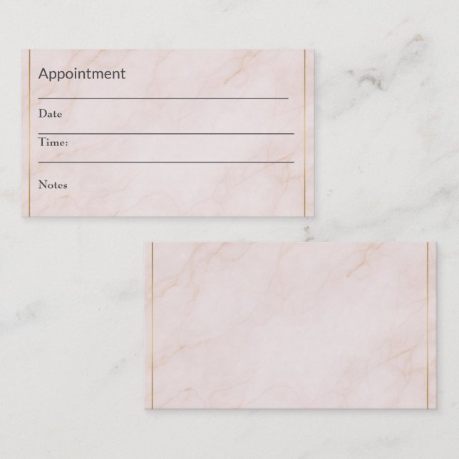 Carte de rappel de rendez-vous de luxe – Marbre ro (Devant / Derrière)