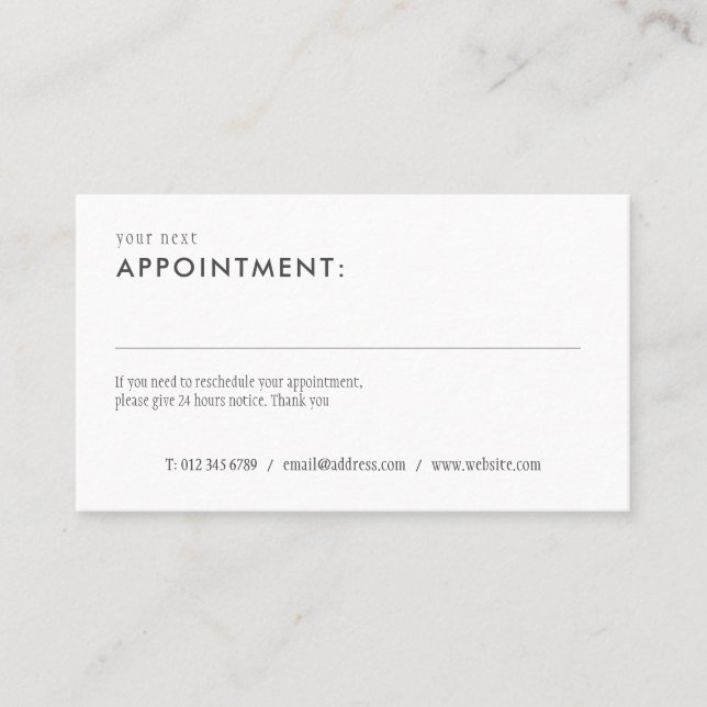 Carte de rappel de rendez-vous élégante et simple (Devant)