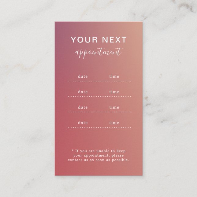 Carte de rappel de rendez-vous élégante pour salon (Devant)