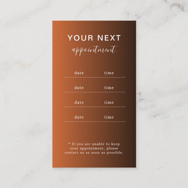 Carte de rappel de rendez-vous élégante pour salon (Devant)