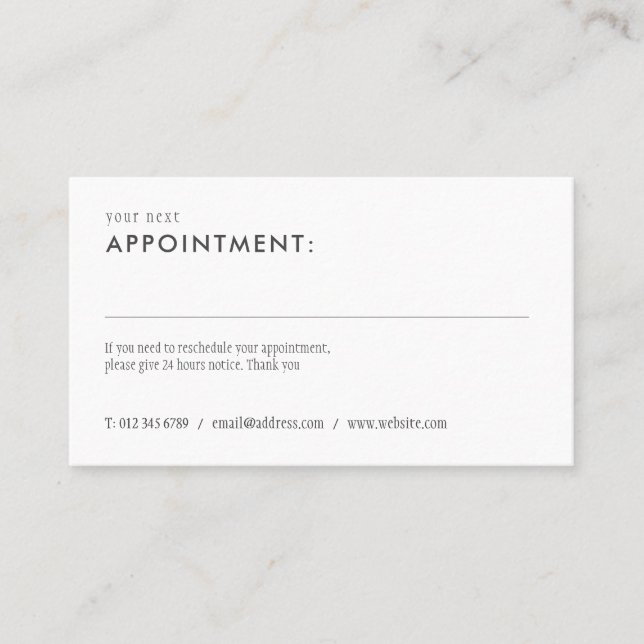 Carte de rappel de rendez-vous élégante simple (Devant)