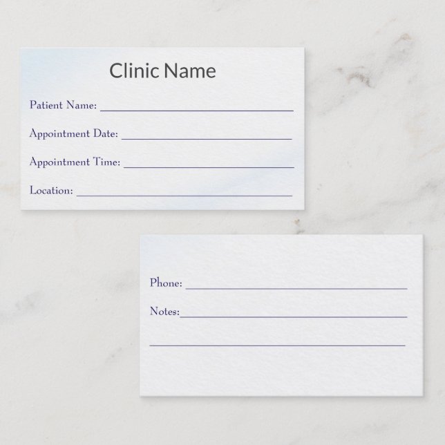 Carte de rappel de rendez-vous médical professionn (Devant / Derrière)