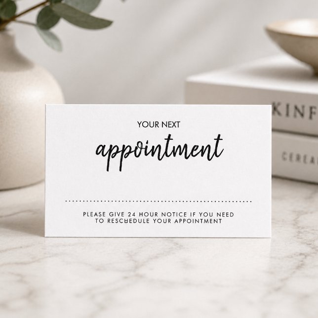 Carte de rappel de rendez-vous | Moderne Minimalis (A stylish professional reminder card perfect for salons, wellness spas, and beauty studios)