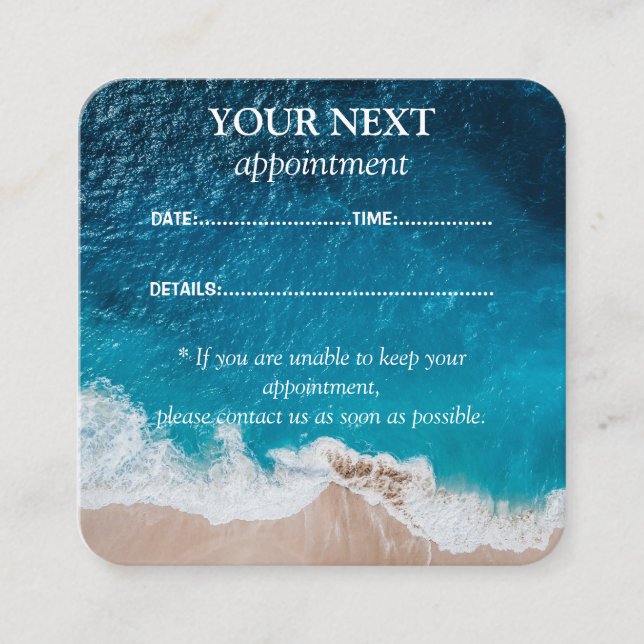 Carte de rappel de rendez-vous pour les vagues océ (Devant)