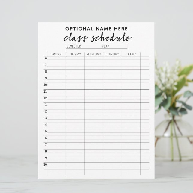 Carte de rappel du calendrier des cours pour le se (Debout devant)