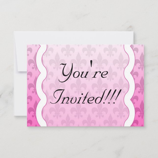 Carte de rappel Fleur De Lis RSVP - Rose (Devant)